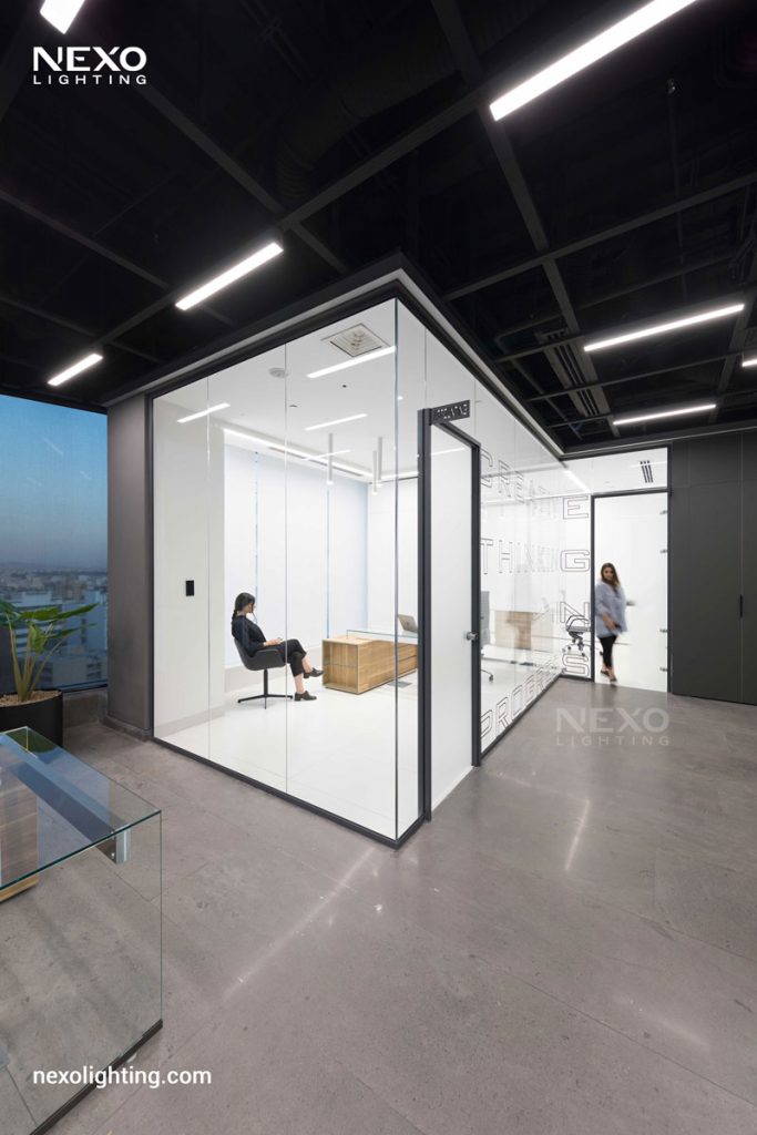 The NEXO linear lights in Reflection office
