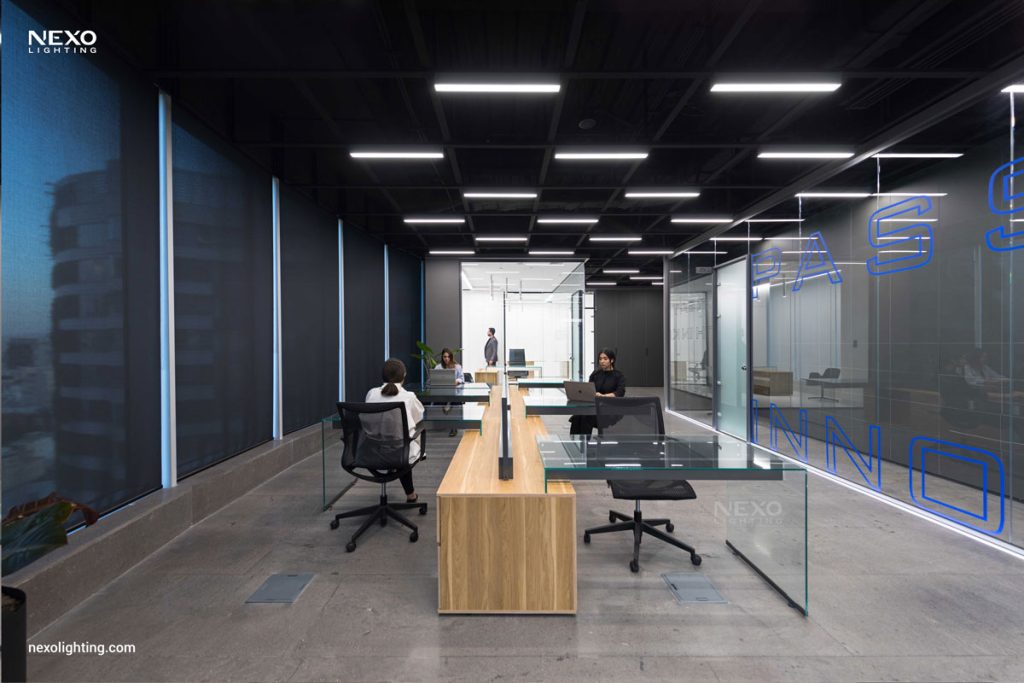 The NEXO linear lights in Reflection office