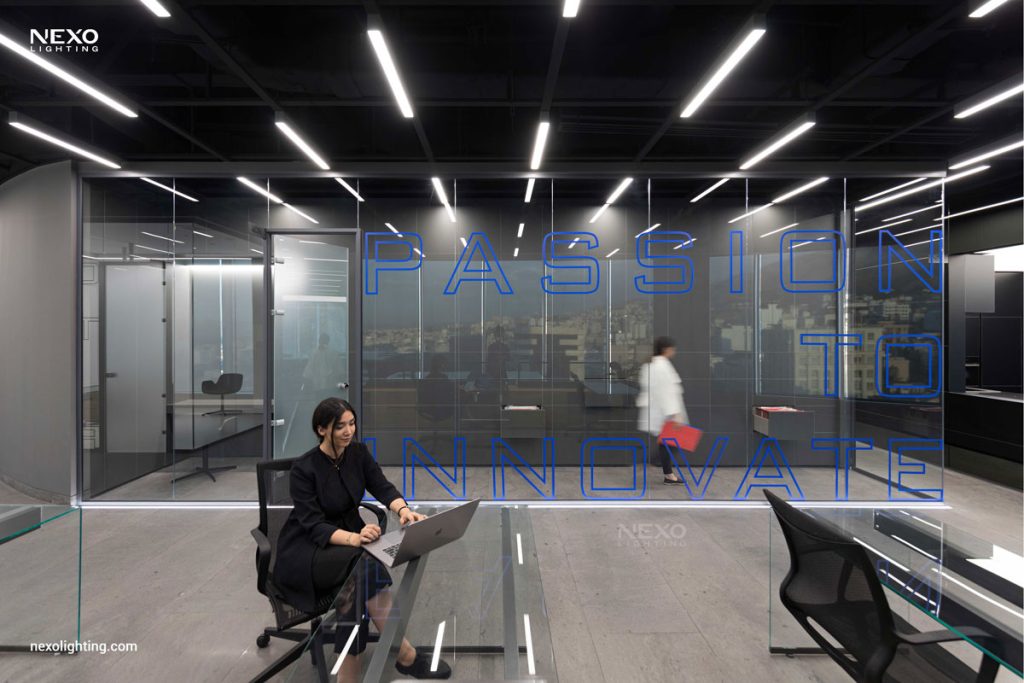 The NEXO linear lights in Reflection office