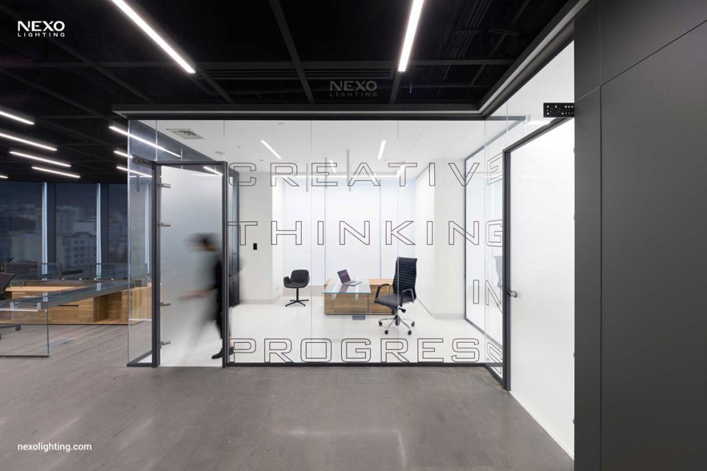 The NEXO linear lights in Reflection office