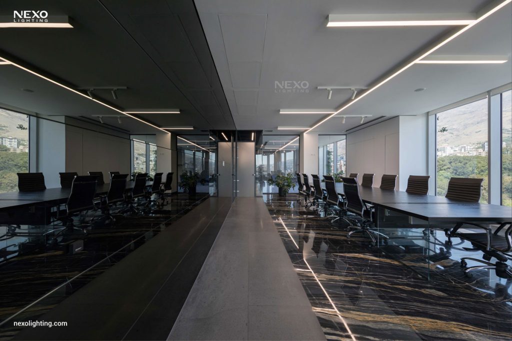 The NEXO linear lights in Reflection office