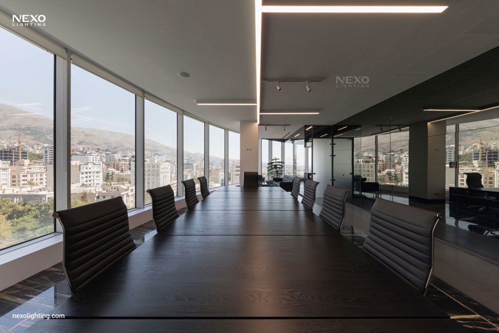 The NEXO linear lights in Reflection office