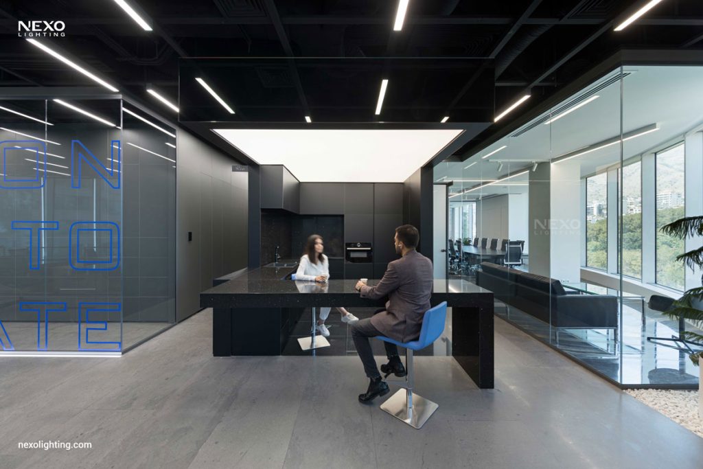 The NEXO linear lights in Reflection office