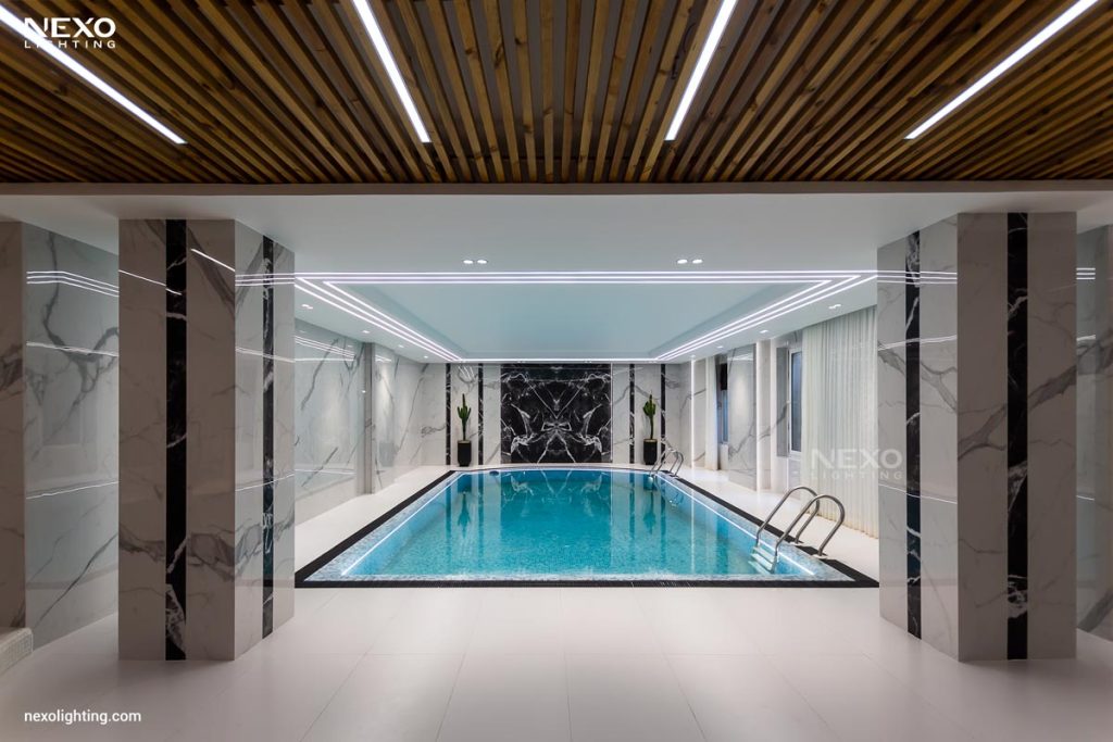 Swimming Pool lighting with ip-rated linear lights