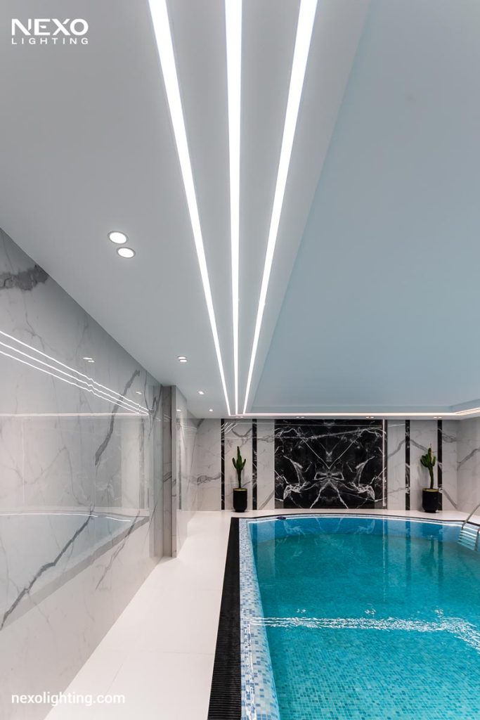 Swimming Pool lighting with ip-rated linear lights