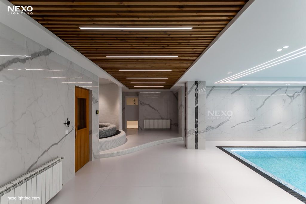 Swimming Pool lighting with ip-rated linear lights