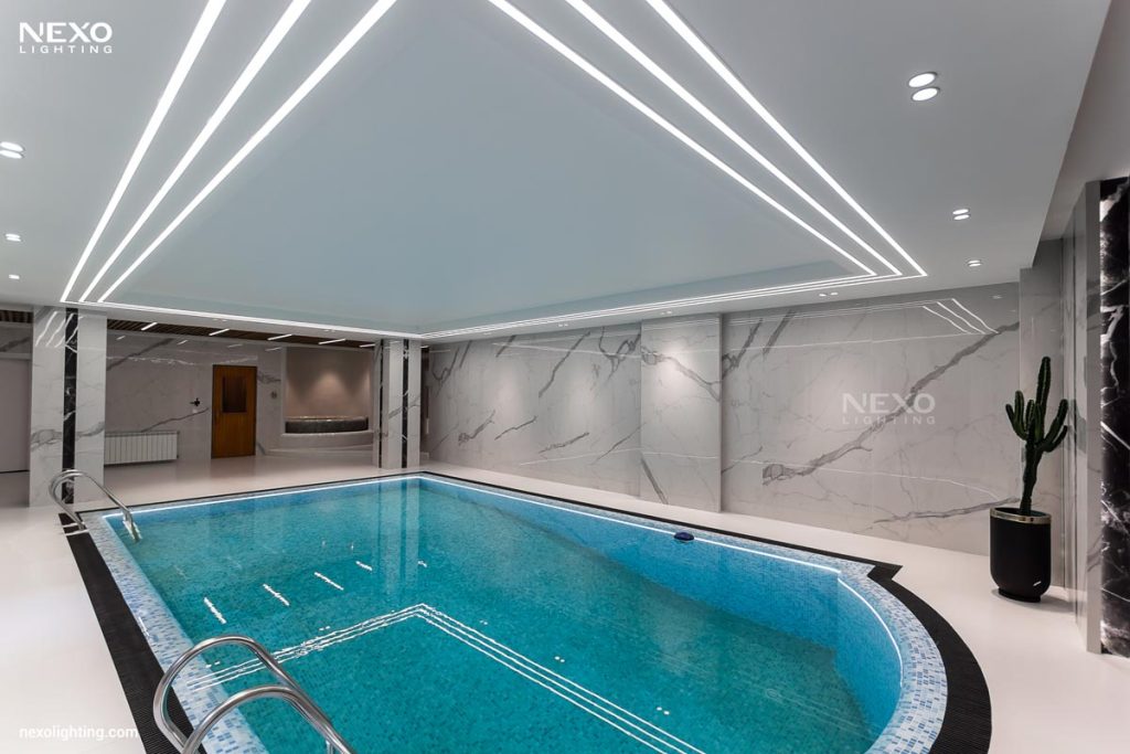 Swimming Pool lighting with ip-rated linear lights