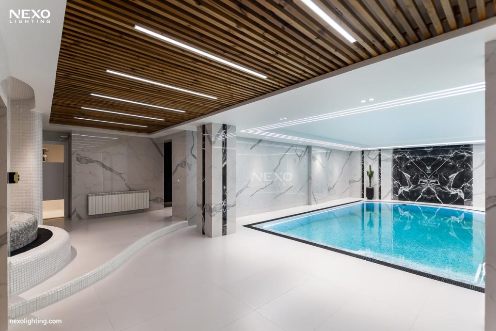 Swimming Pool lighting with ip-rated linear lights