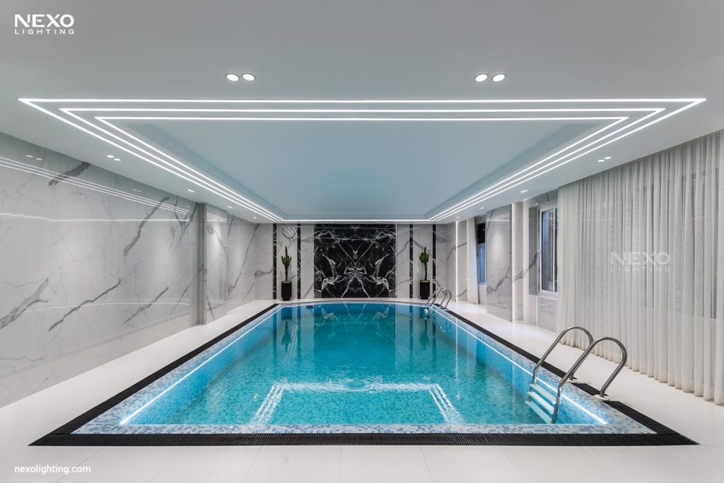 Swimming Pool lighting with ip-rated linear lights